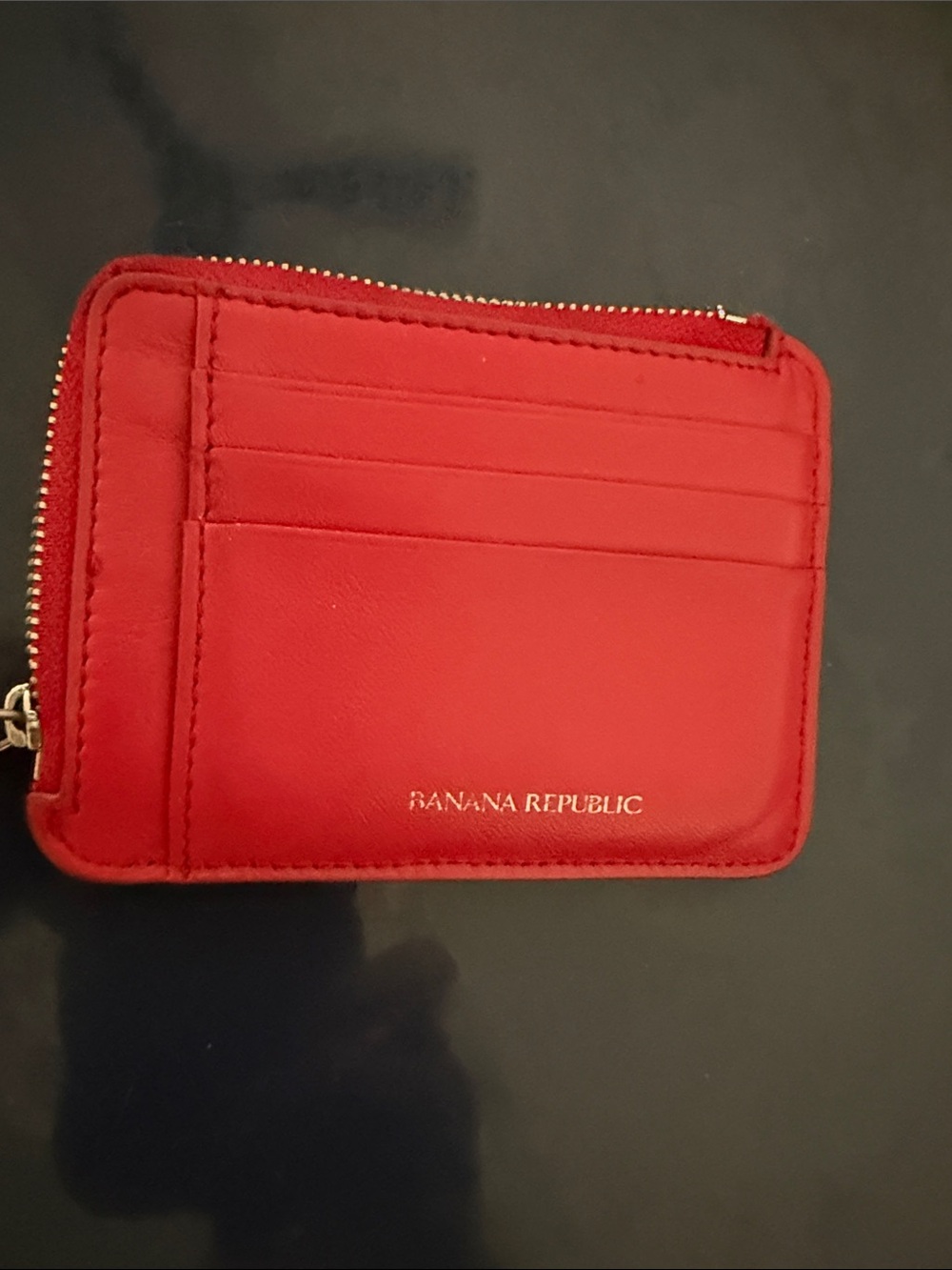 Banana Republic Red Leather Cardholder with Gold Accents